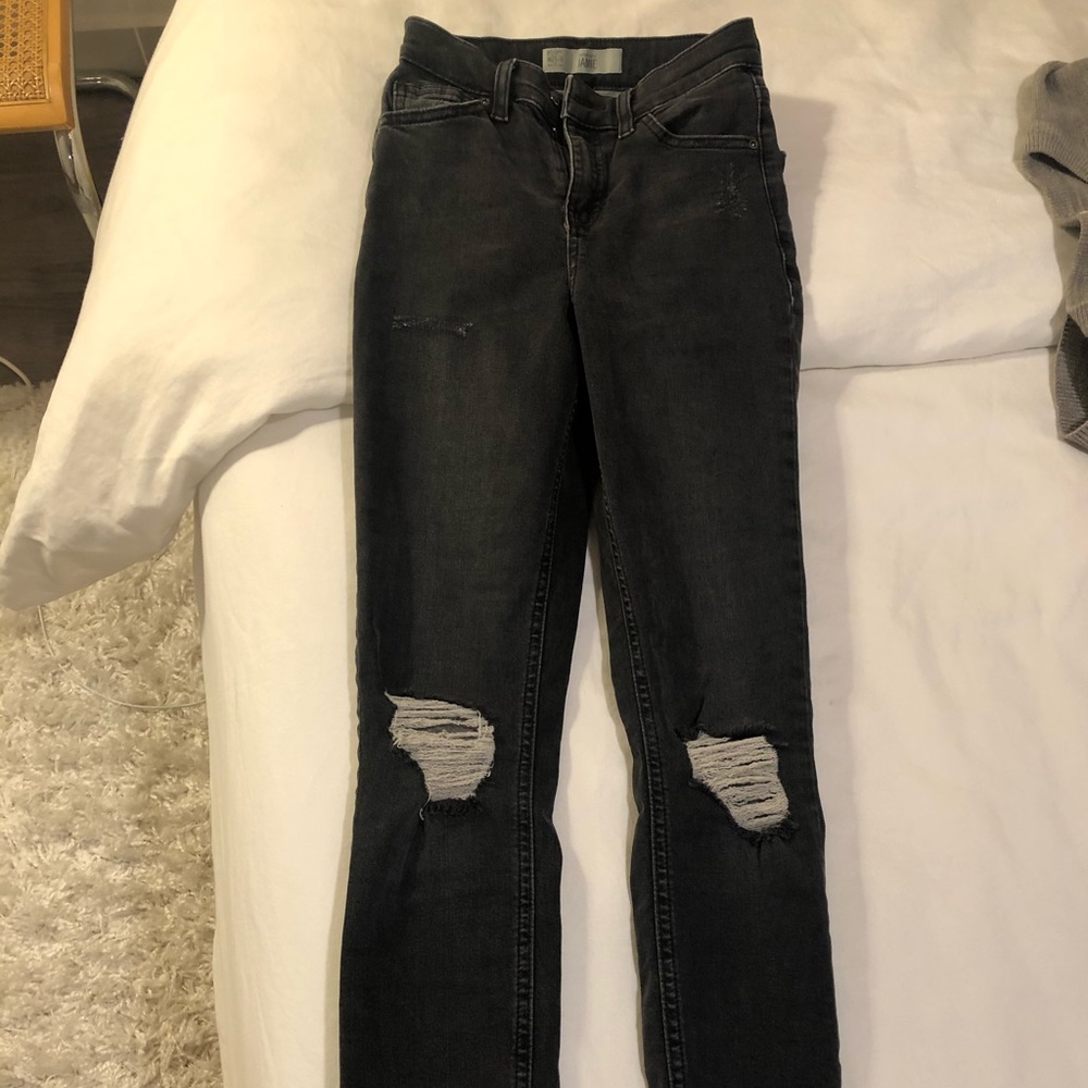 Topshop Washed Black/Dark Gray Jamie Jeans